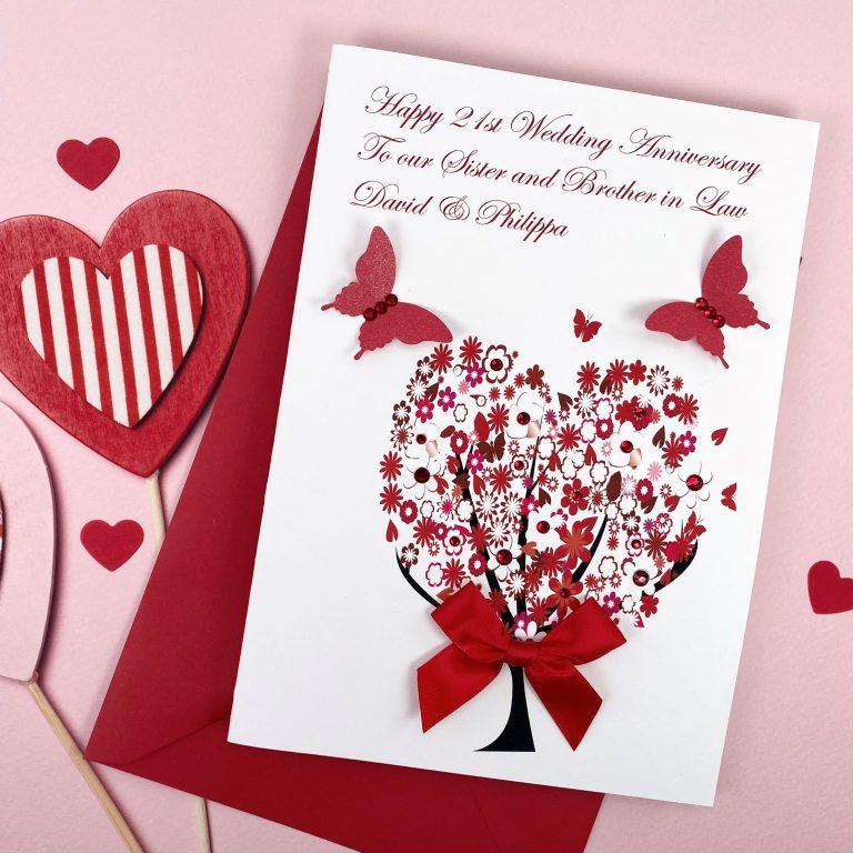 Handmade Wedding Anniversary Card ‘Floral Tree’