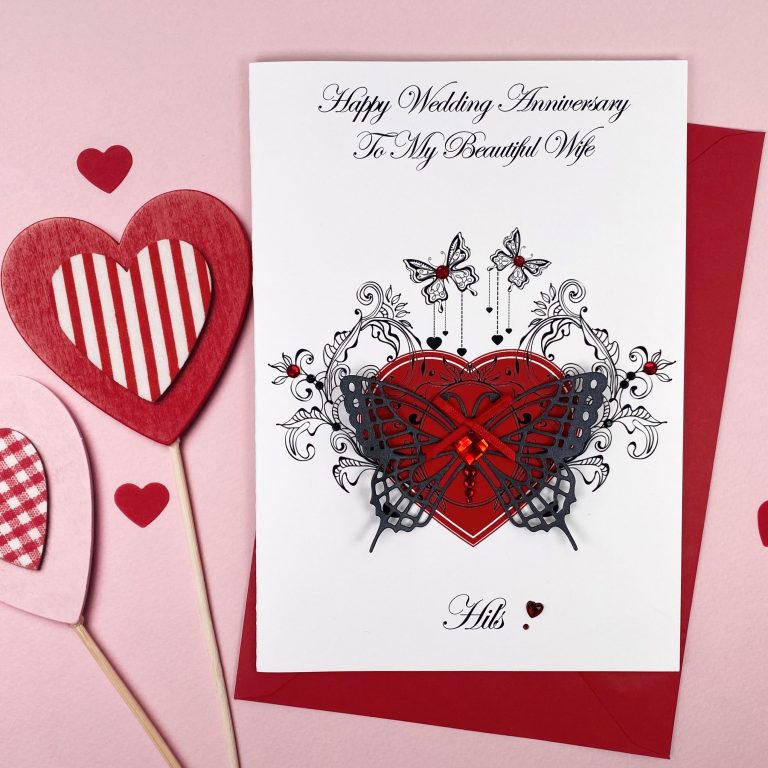 Luxury Handmade Wedding Anniversary Card ‘Butterfly’