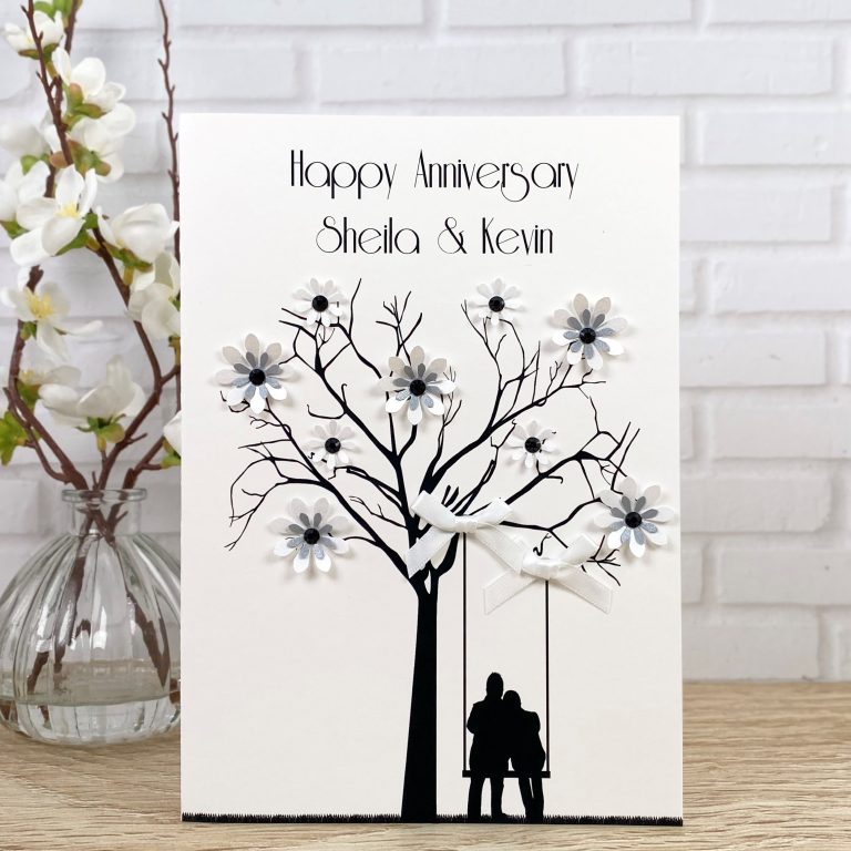Handmade Wedding Anniversary Card ‘Couple on Swing’