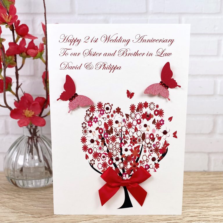 Handmade Wedding Anniversary Card ‘Floral Tree’