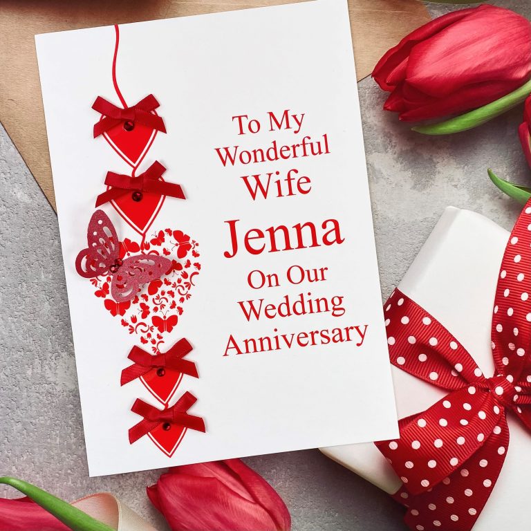 Handmade Wedding Anniversary Card ‘Heart Chain’