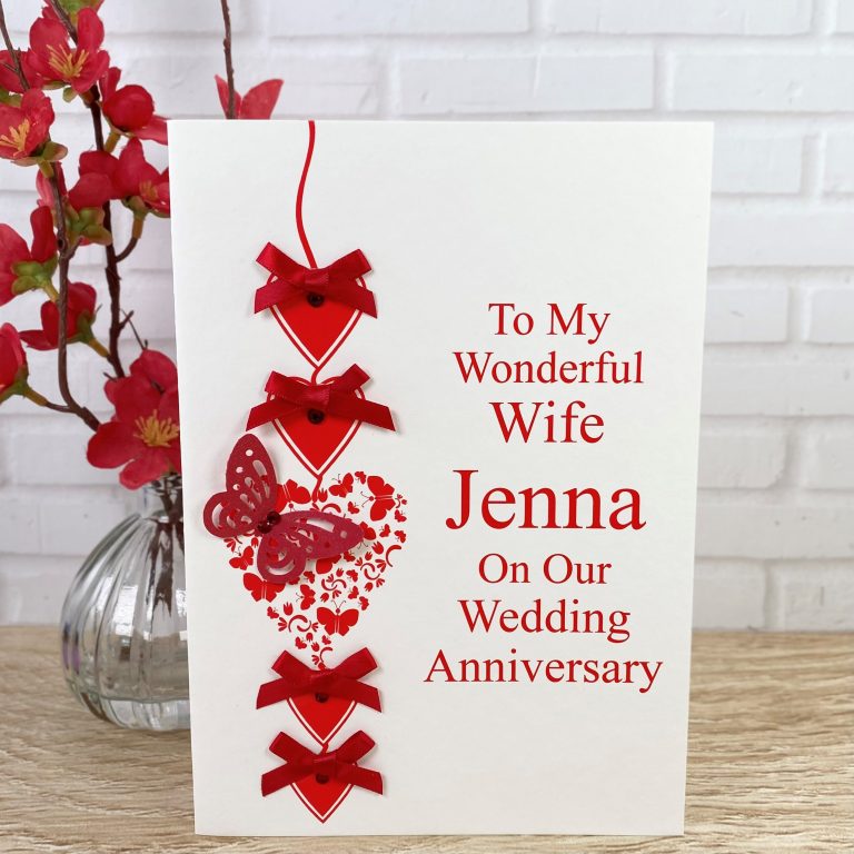 Handmade Wedding Anniversary Card ‘Heart Chain’