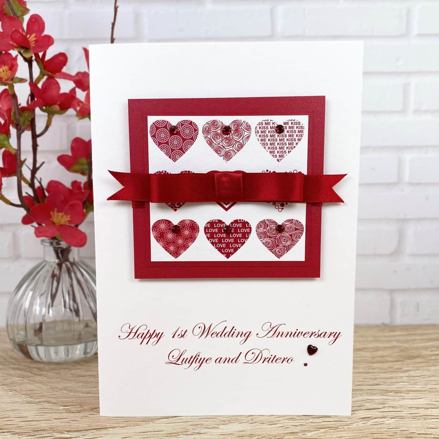 Luxury Handmade Wedding Anniversary Card 'Hearts' - Handmade Cards ...
