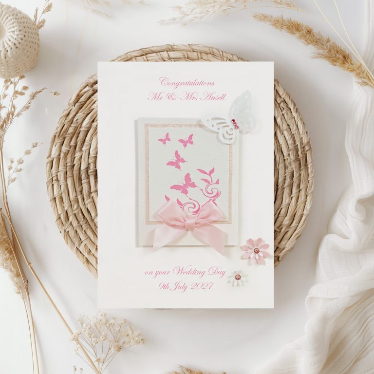 Luxury Handmade Wedding Card ‘Butterfly’