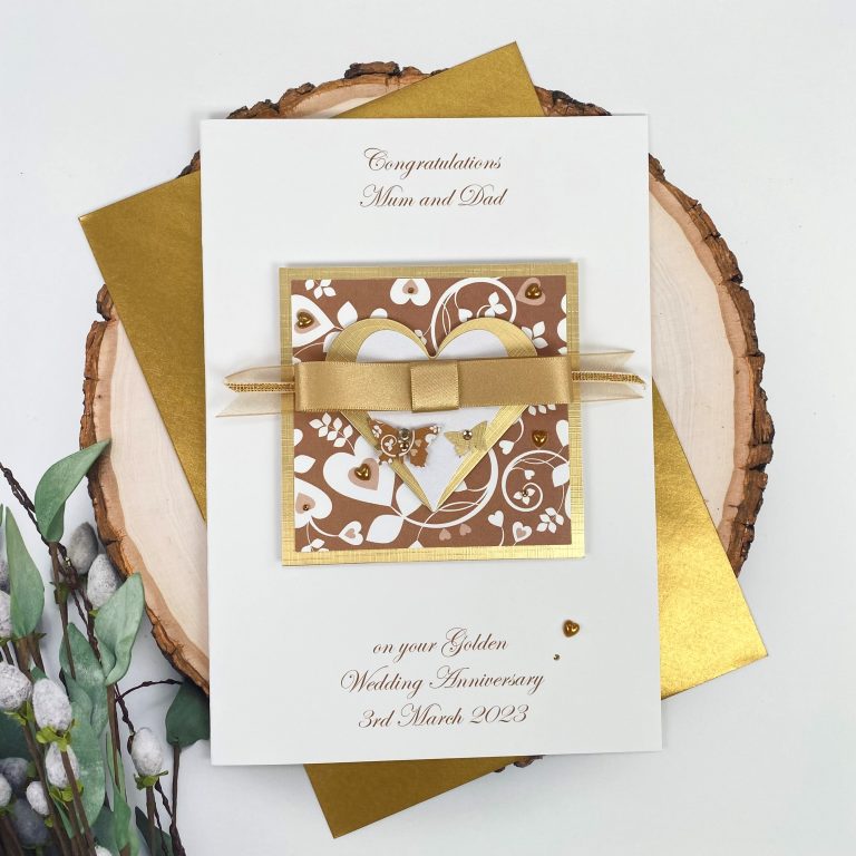 Luxury Handmade Golden Wedding Anniversary Card ‘Golden Butterflies’