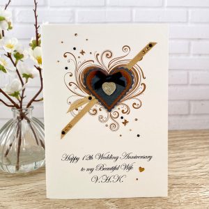 Luxury Handmade Anniversary Card Suede Heart A5 Large Card