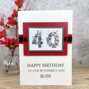 Luxury Handmade Birthday Card Floral Numbers A5 Large Card