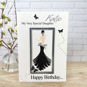 Luxury Handmade Birthday Card Long Black Dress A5 Large Card