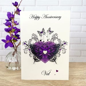 Luxury Handmade Birthday Card Purple Butterfly A5 Large Cards