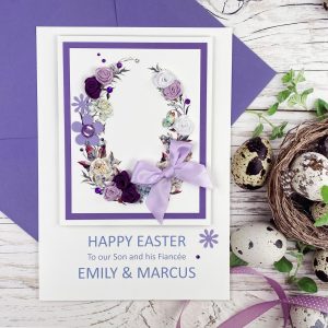 Luxury Handmade Easter Card Lilac Easter Egg Rose Buds A5 Card