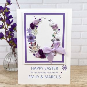 Luxury Handmade Easter Card Lilac Easter Egg Rose Buds A5 Card