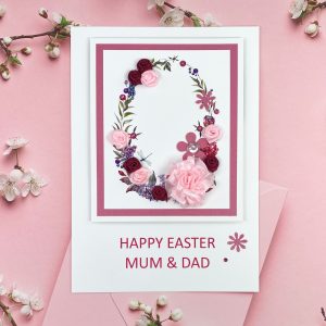 Luxury Handmade Easter Card Pink Easter Egg Rose Buds A5 Card