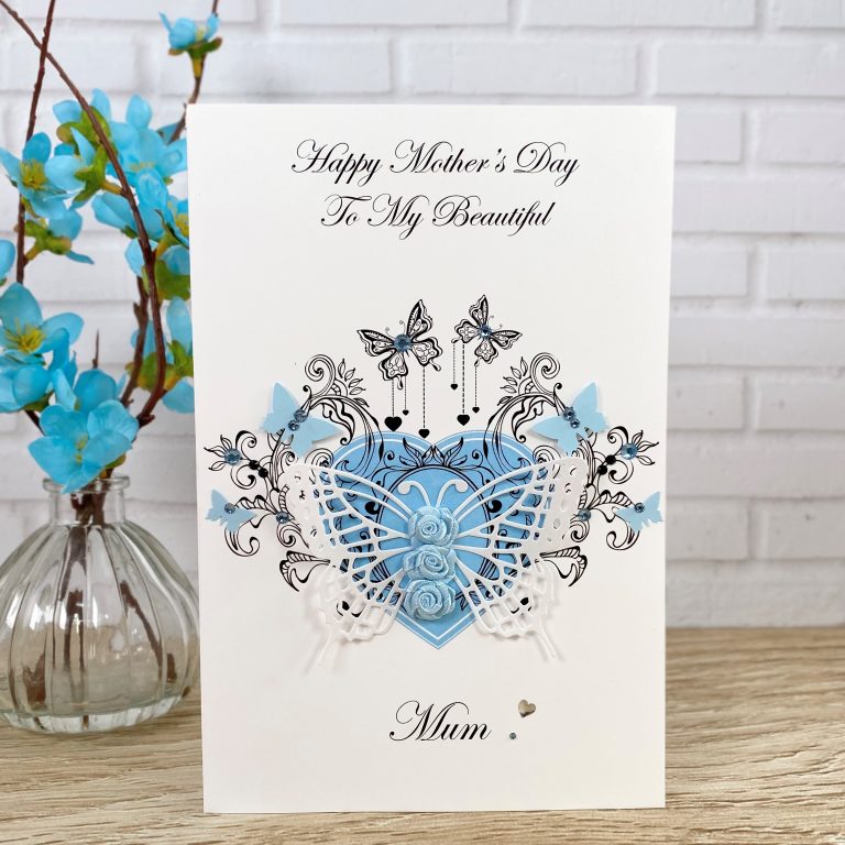 Luxury Handmade Mother’s Day Card “Rosebud Butterfly”