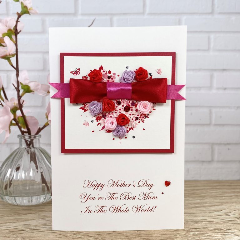 Luxury Handmade Mother’s Day Card ‘Rosebud Heart’