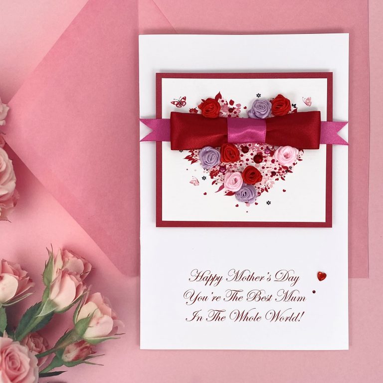 Luxury Handmade Mother’s Day Card ‘Rosebud Heart’