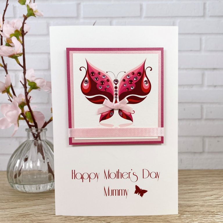 Luxury Handmade Mother’s Day Card ‘Jewelled Butterfly’