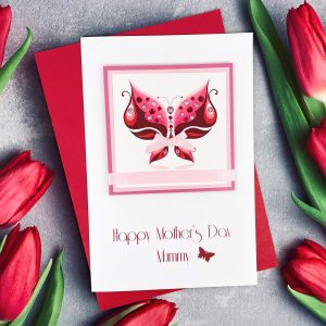 Luxury Handmade Mother's Day Card Jewelled Butterfly A5 Large Card