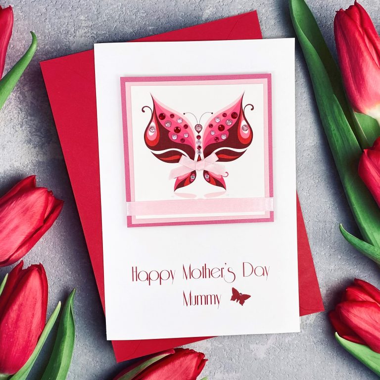 Luxury Handmade Mother’s Day Card ‘Jewelled Butterfly’