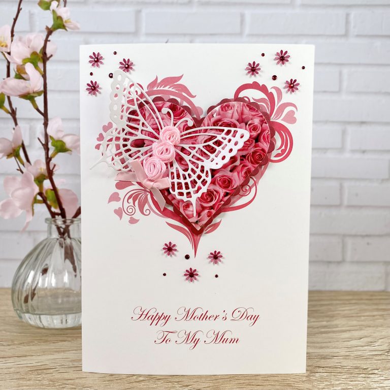 Luxury Handmade Mother’s Day Card ‘Rosebud Heart’