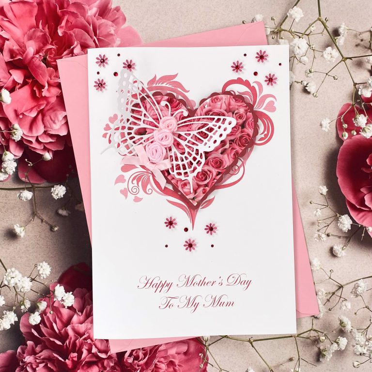 Luxury Handmade Mother’s Day Card ‘Rosebud Heart’