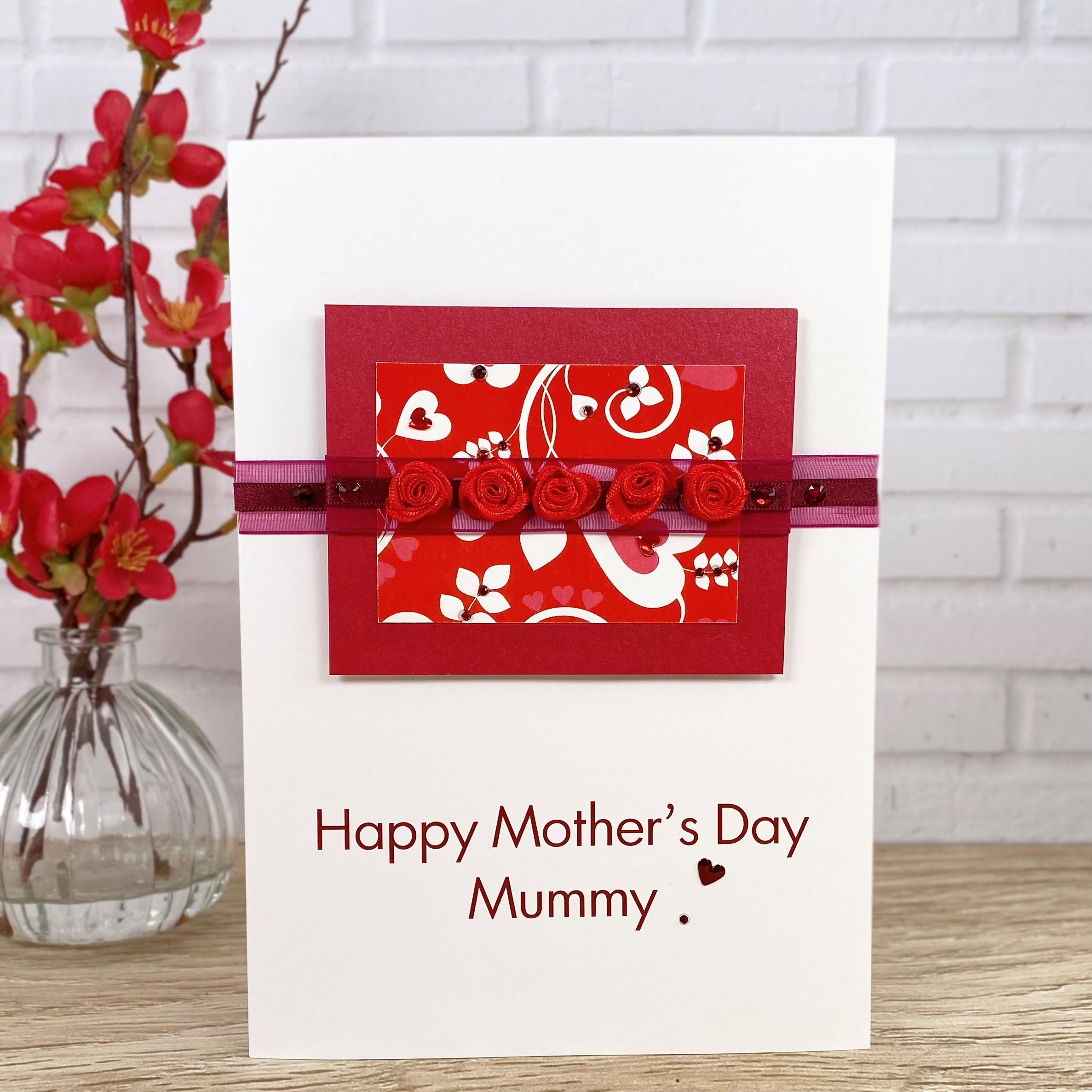 Luxury Handmade Mother's Day Card Ped Roses A5 Large Card