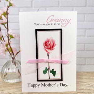 Luxury Handmade Mother's Day Card Pink Rosebud A5 Large Card