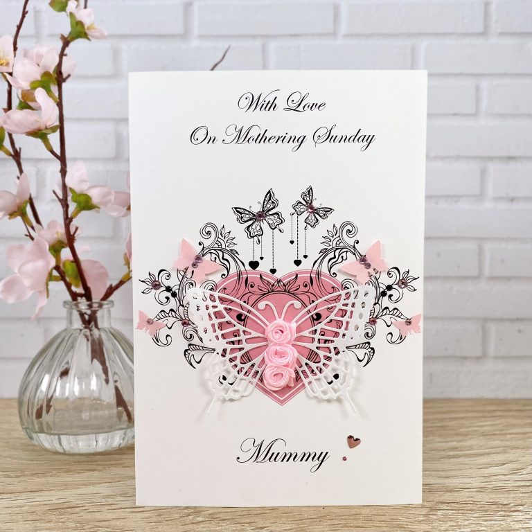 Luxury Handmade Mother’s Day Card “Rosebud Butterfly”