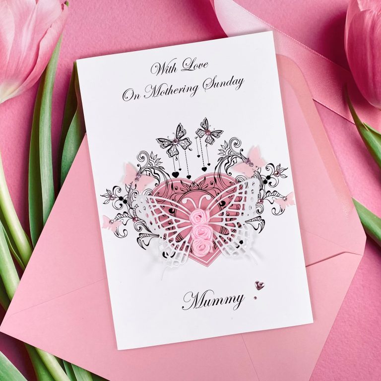 Luxury Handmade Mother’s Day Card “Rosebud Butterfly”