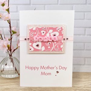 Luxury Handmade Mother's Day Card Pink Roses A5 Large Card