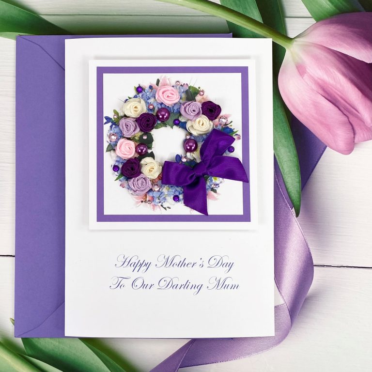 Luxury Handmade Mother’s Day Card ‘Rose Wreath’