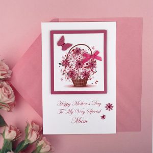 Luxury Handmade Mother's Day Card Raised Floral Basket A5 Large Card