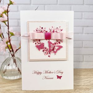 Luxury Handmade Mother's Day Card Ribboned Butterfly Heart A5 Large Card