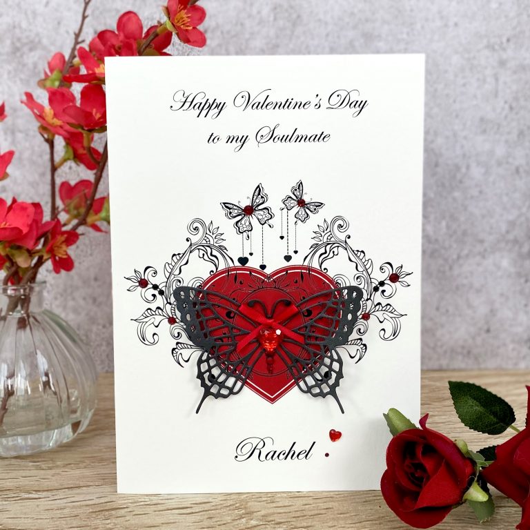Luxury Handmade Valentines Card “Butterfly Heart”