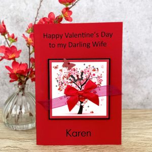 Luxury Handmade Valentine's Card Heart Butterfly Tree A5 Large Card
