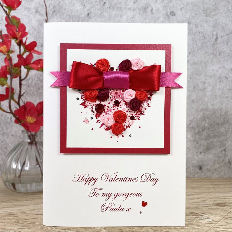 Luxury Handmade Valentines Card “Rosebud Heart”