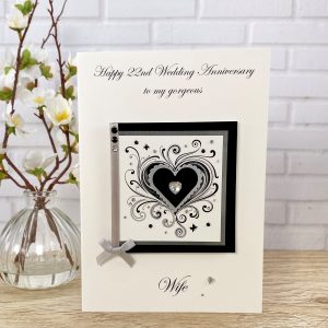 Luxury Handmade Wedding Anniversary Card Ornate Heart A5 Large Card