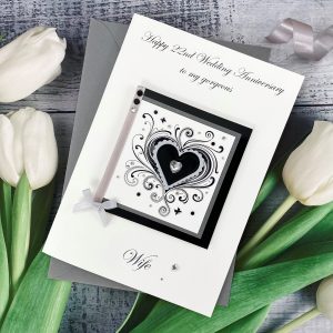 Luxury Handmade Wedding Anniversary Card Ornate Heart A5 Large Card