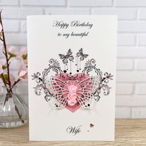 Luxury Pink Butterfly Card A5