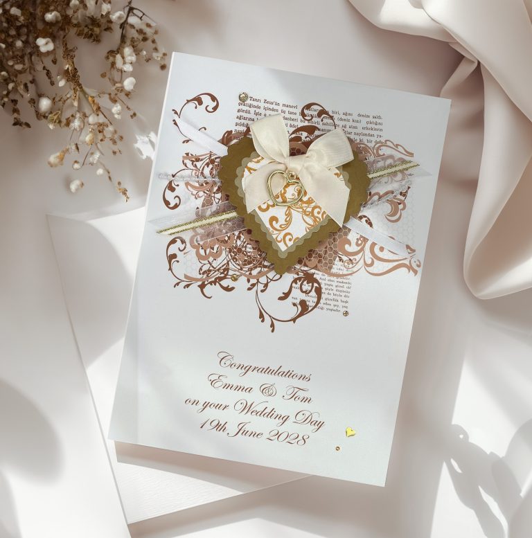Luxury Handmade Wedding Card “Vintage Heart”