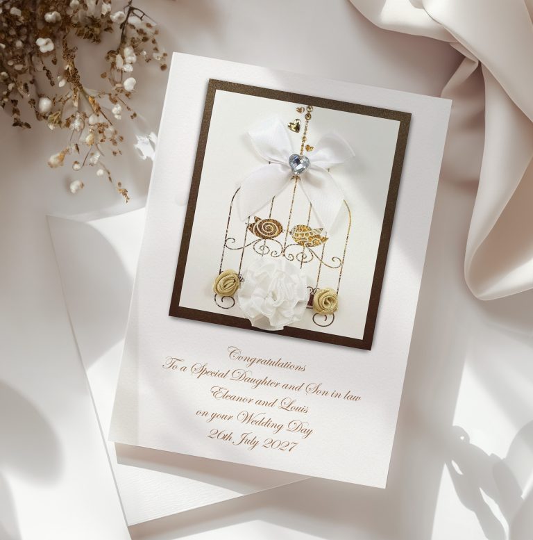 Luxury Handmade Wedding Card “Lace Bird Cage”