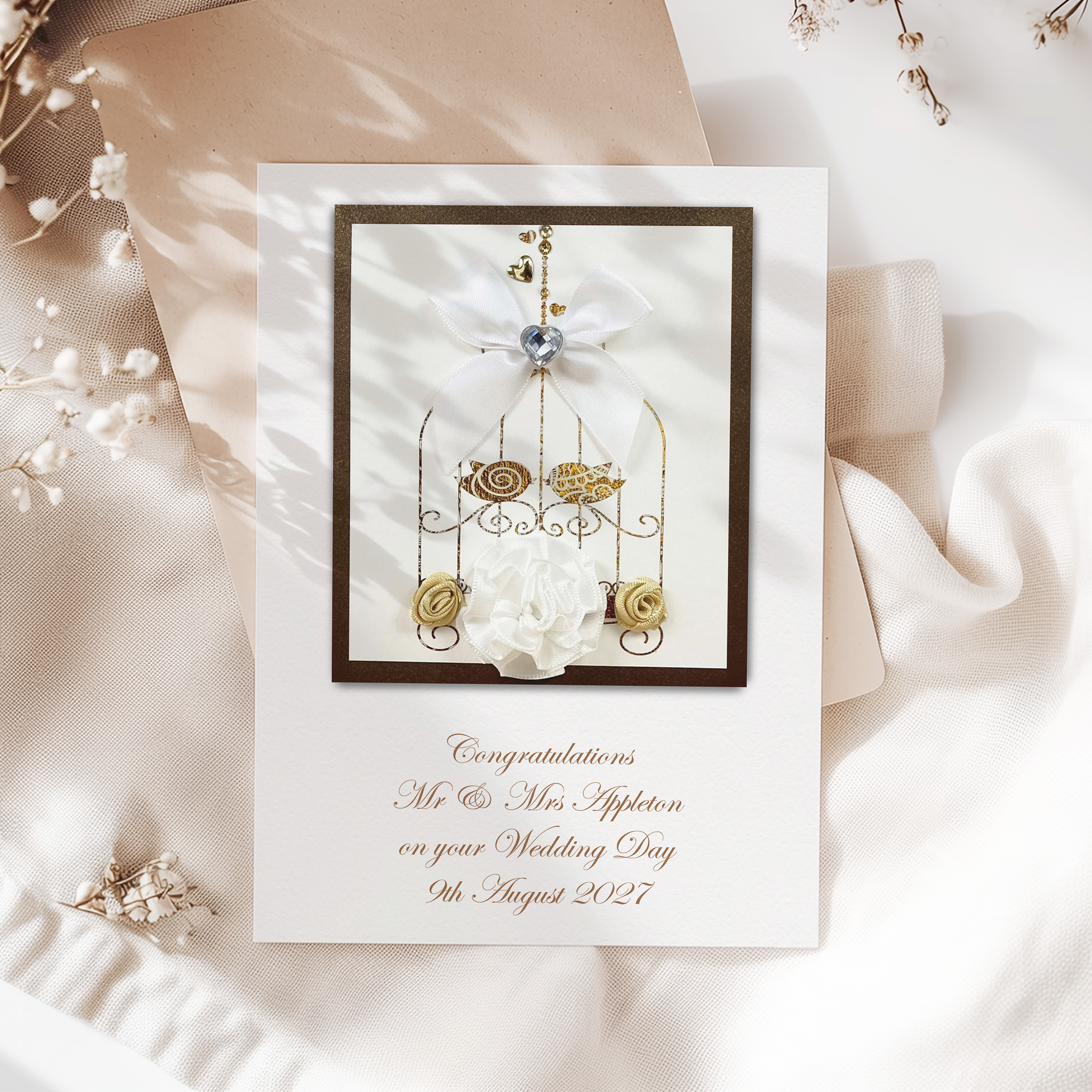 Luxury Wedding Bird Cage Card