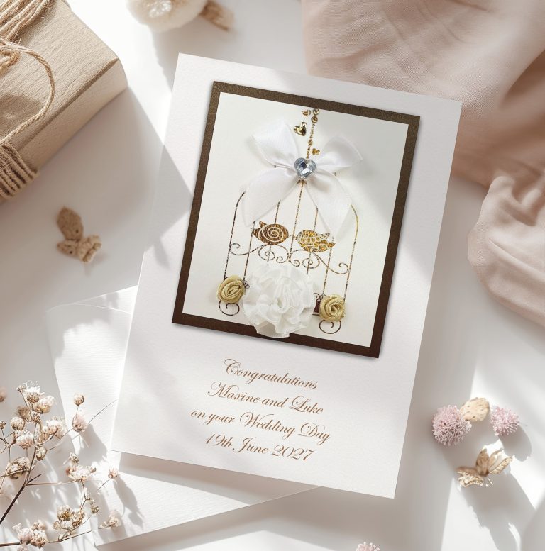 Luxury Handmade Wedding Card “Lace Bird Cage”