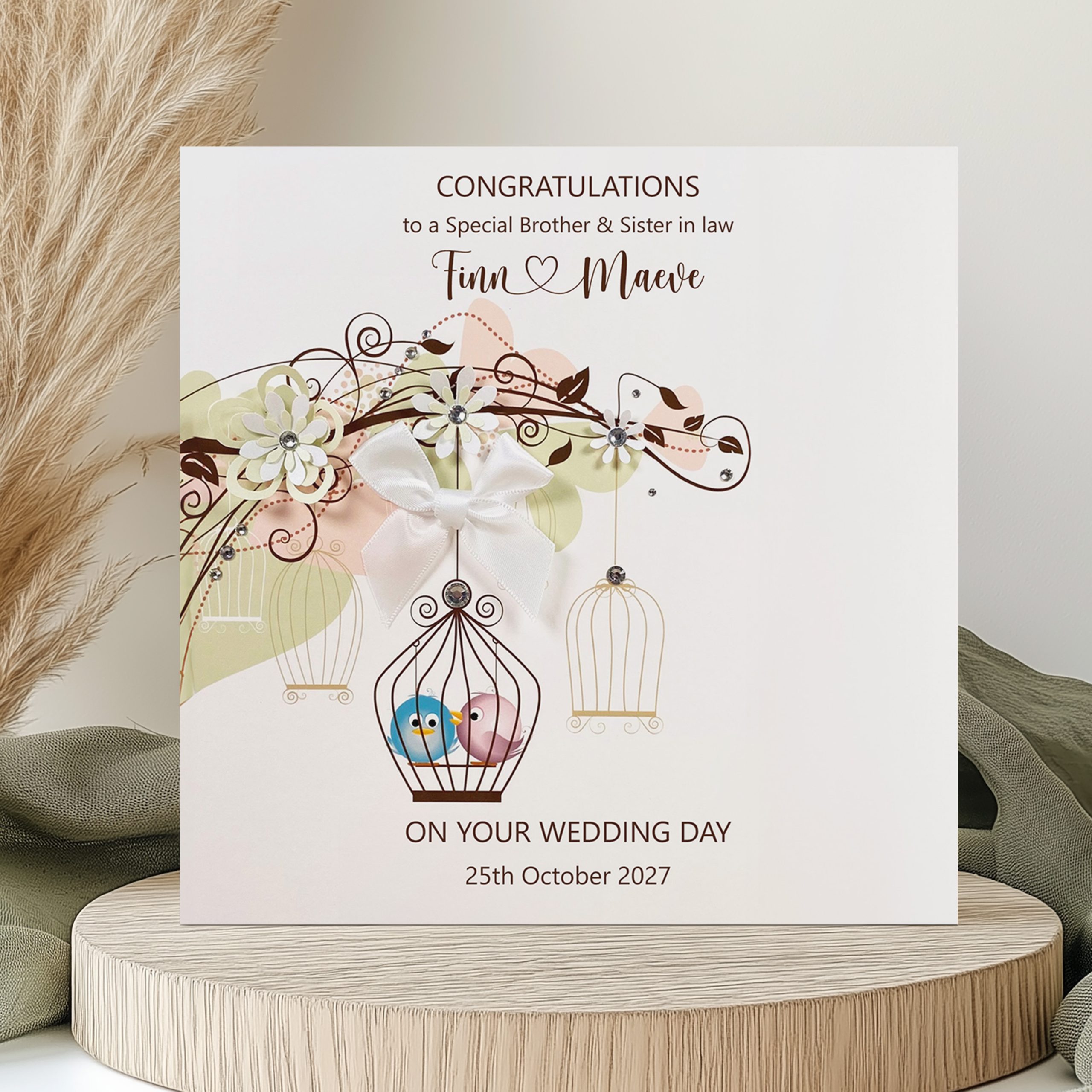 Personalised Bird Cage Wedding Card
