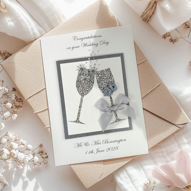 Luxury Handmade Wedding Card ‘Champagne’