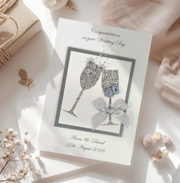 Luxury Handmade Wedding Card ‘Champagne’