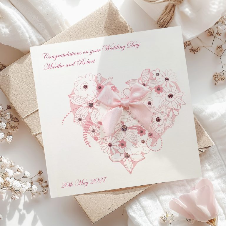 Handmade Wedding Card ‘Floral Heart’