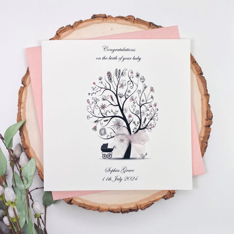 Personalised Handmade New Baby Card ‘Pram’