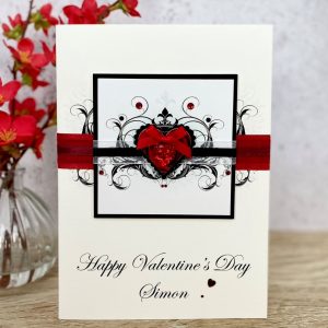 Personalised Handmade Valentine's Card Rosebud Heart A5 Large Card