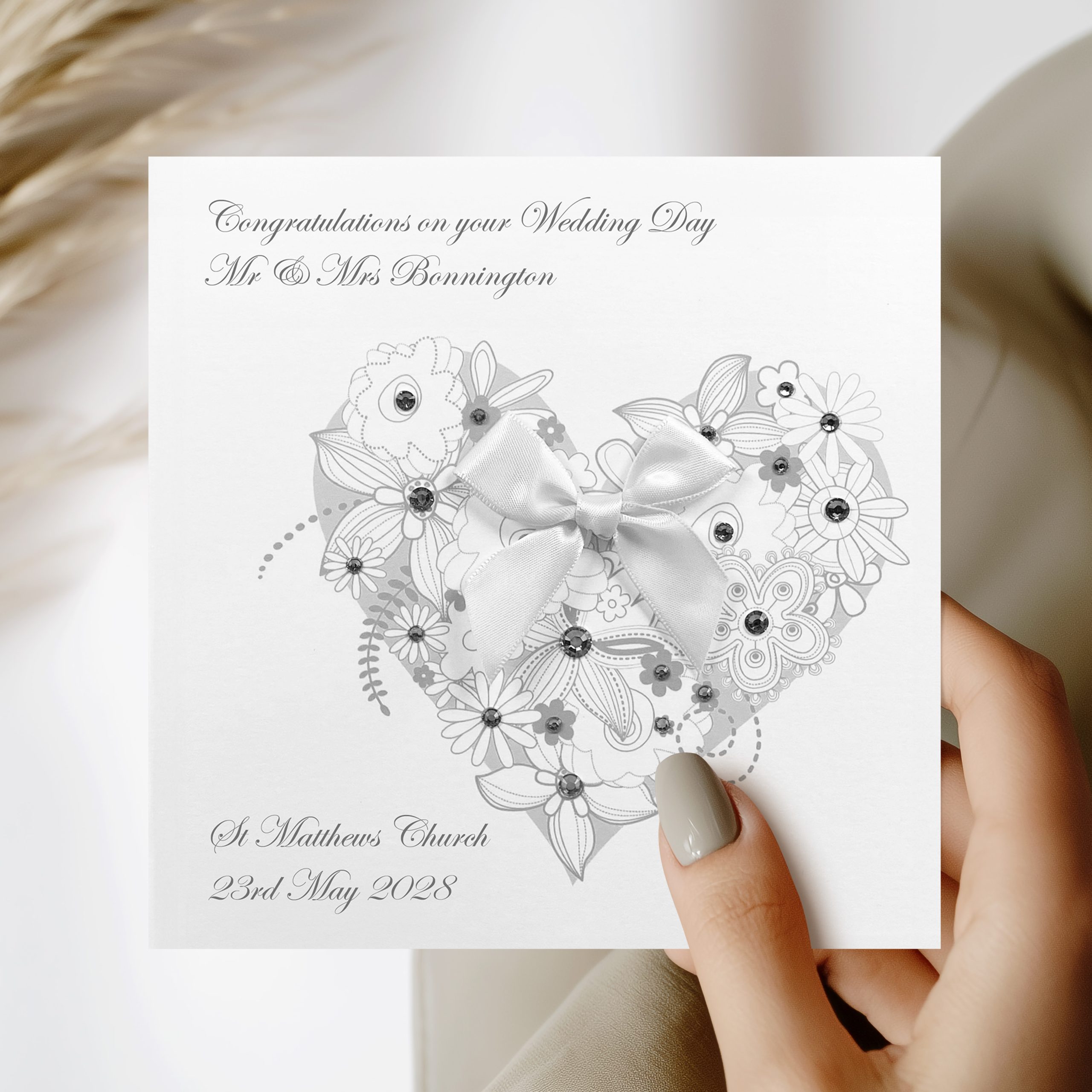 Personalised Wedding Heart Card