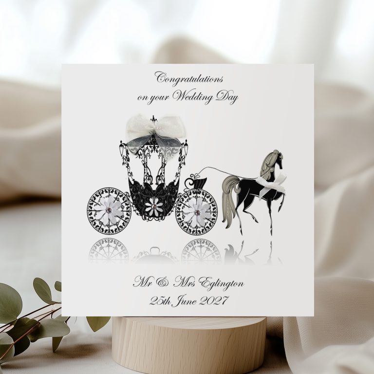 Personalised Handmade Horse and Carriage Wedding Card